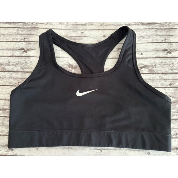 Nike Swoosh Women's Sports Bra Large Black Light Support - Picture 1 of 8